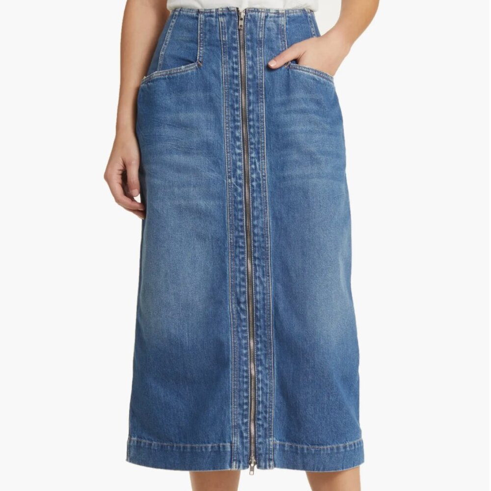 Exposed Zip Nonstretch Denim Pencil Skirt Closed Denim